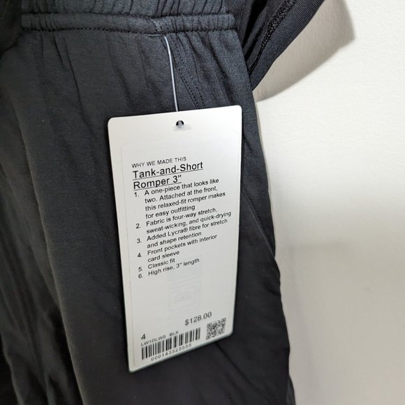 Lululemon Tank-And-Short Romper 3" Black Size 4 - Picture 4 of 8